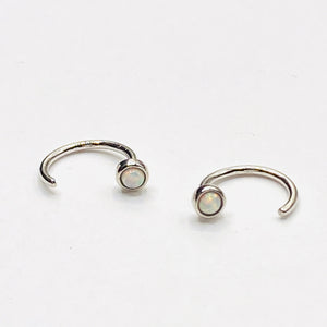 Opal huggie earring