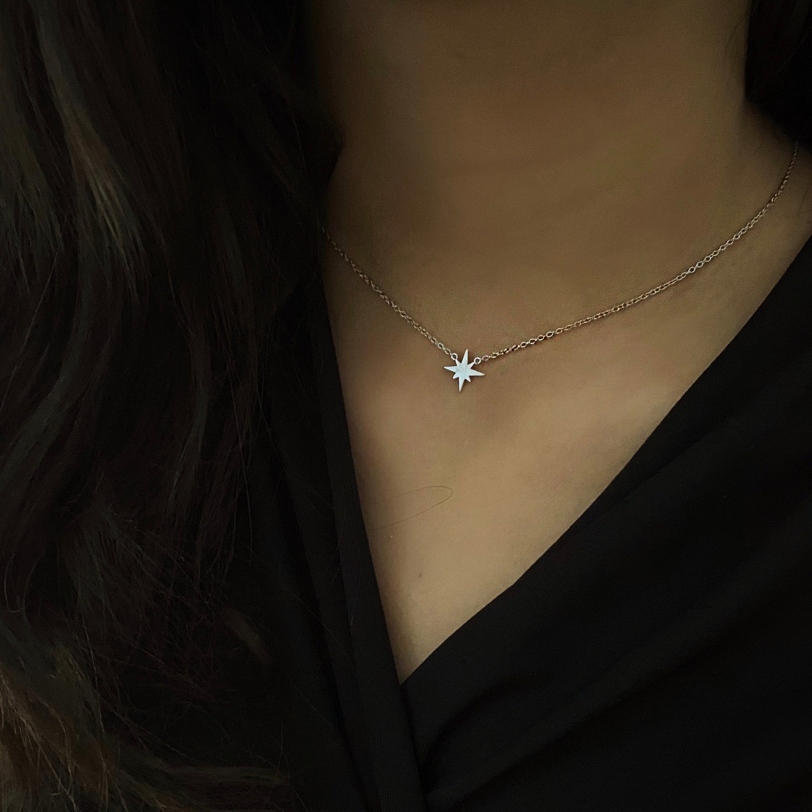 Starburst necklace, celestial necklace, star charm,