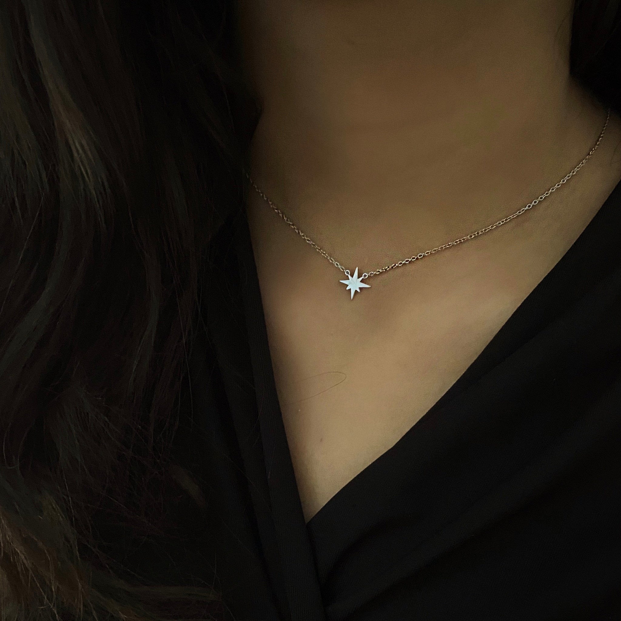 Starburst necklace, celestial necklace, star charm,