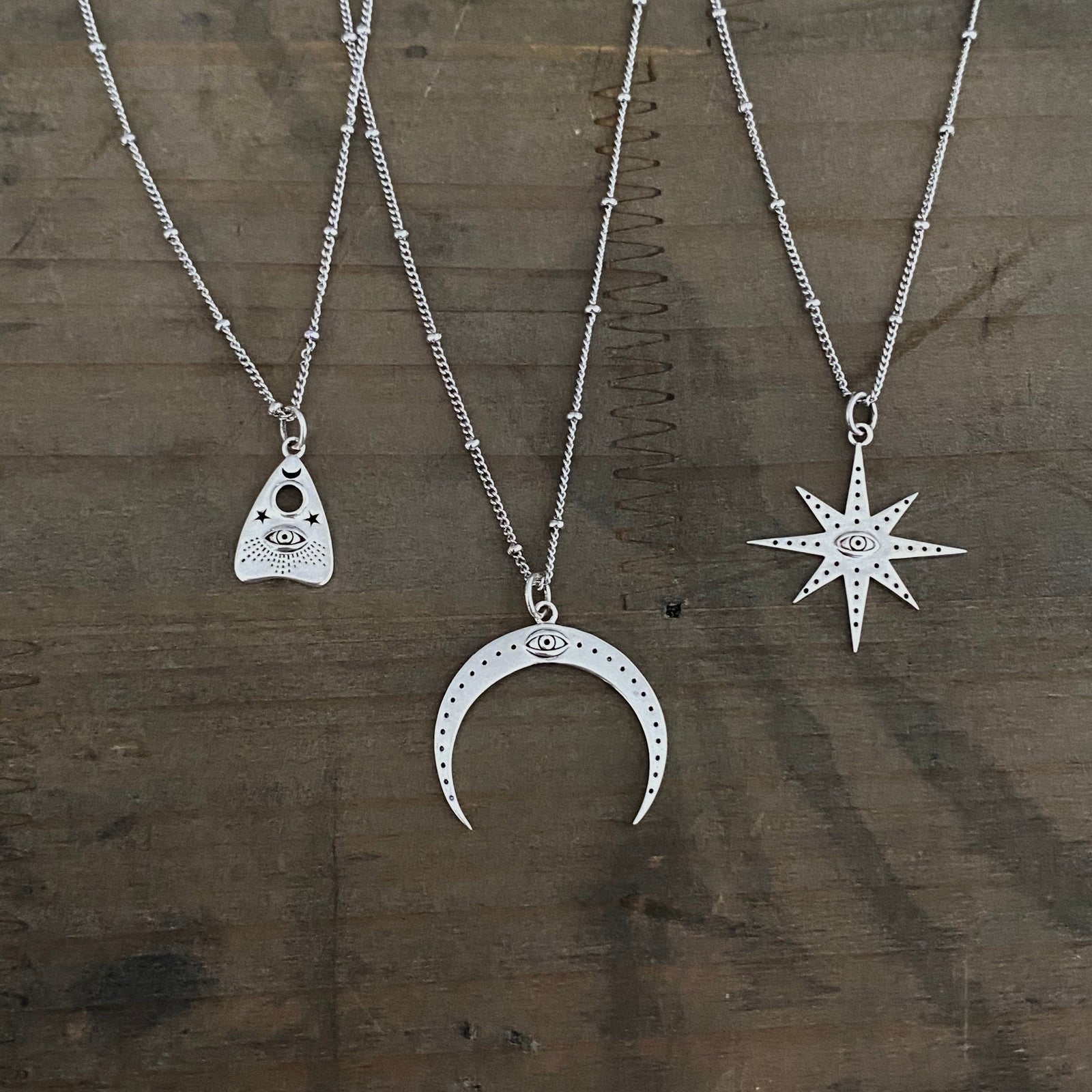 Third eye moon Ouija, silver star necklace Ouija