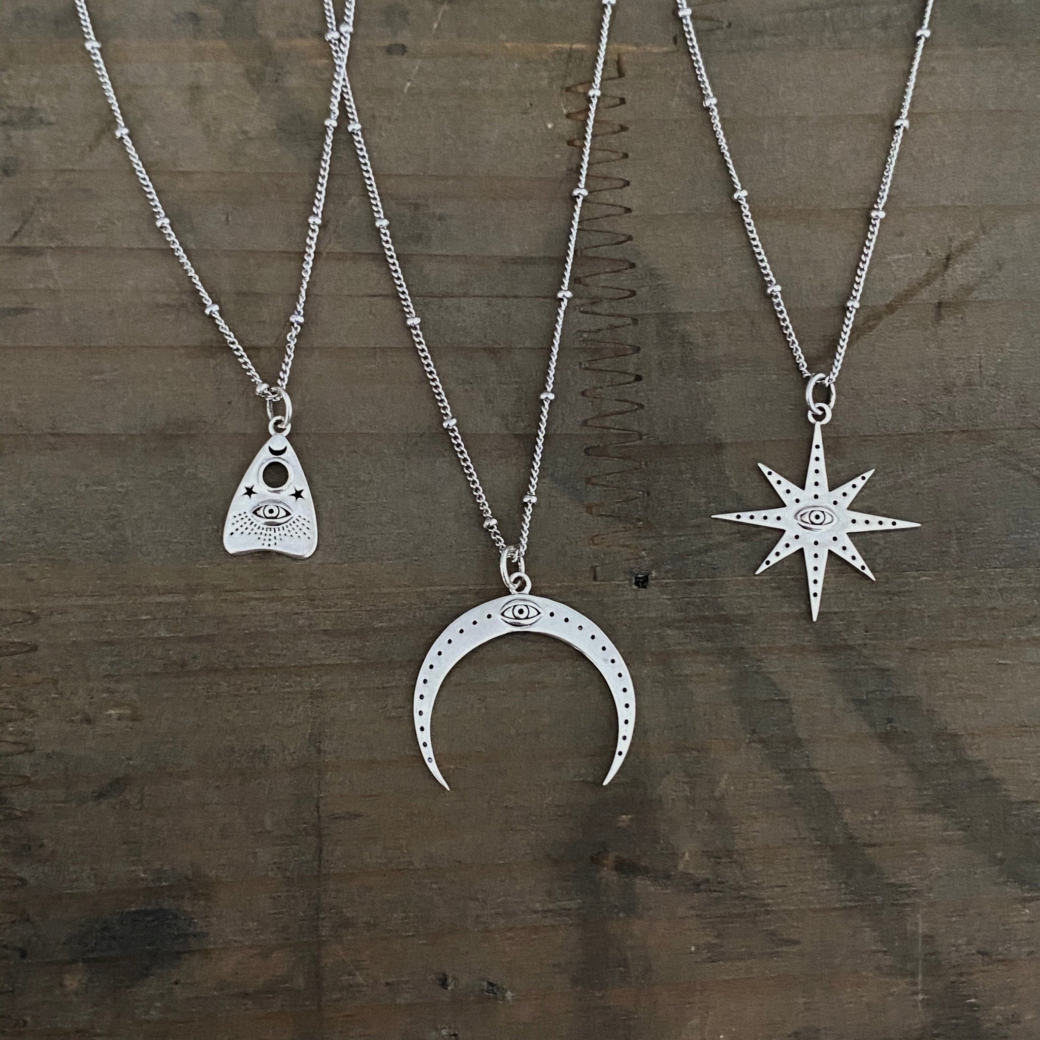 Third eye moon Ouija, silver star necklace Ouija