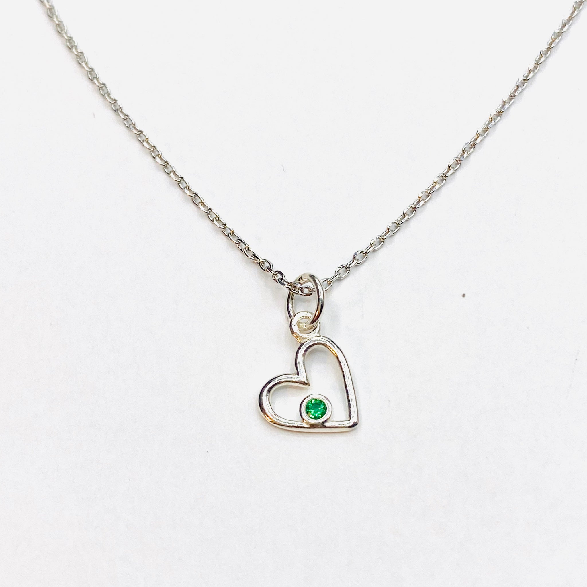 Tiny heart birthstone necklace