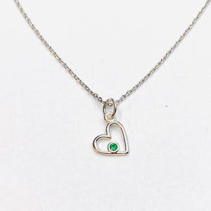 Tiny heart birthstone necklace