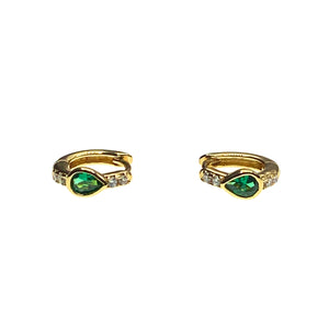 Emerald and CZ hoop earrings