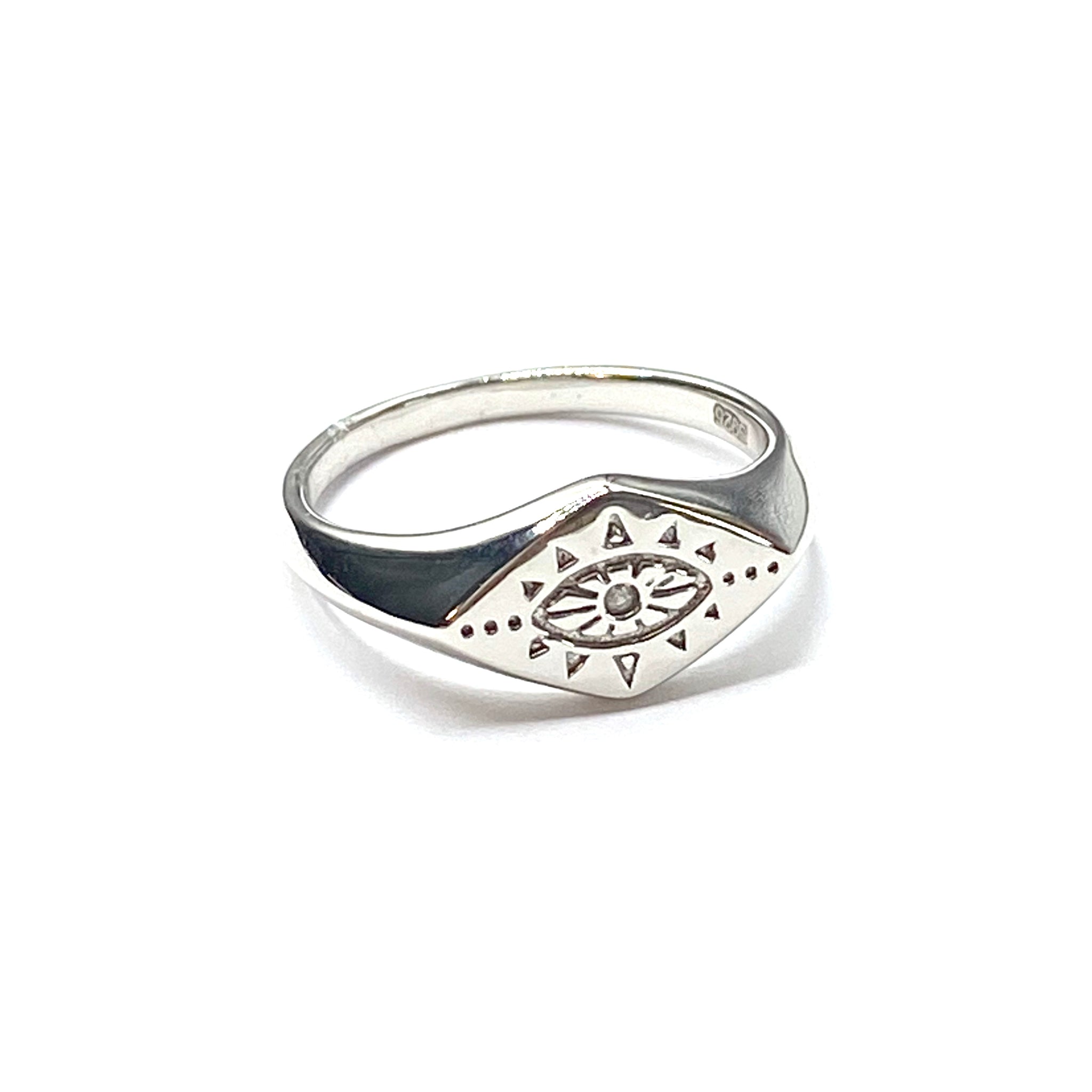 Evil eye  silver signet ring