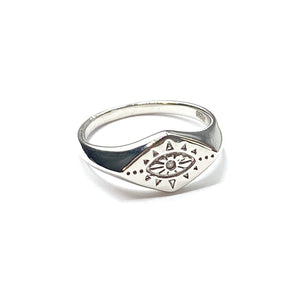 Evil eye  silver signet ring