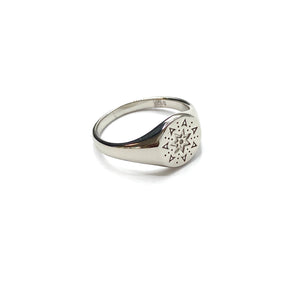 Star silver signet ring