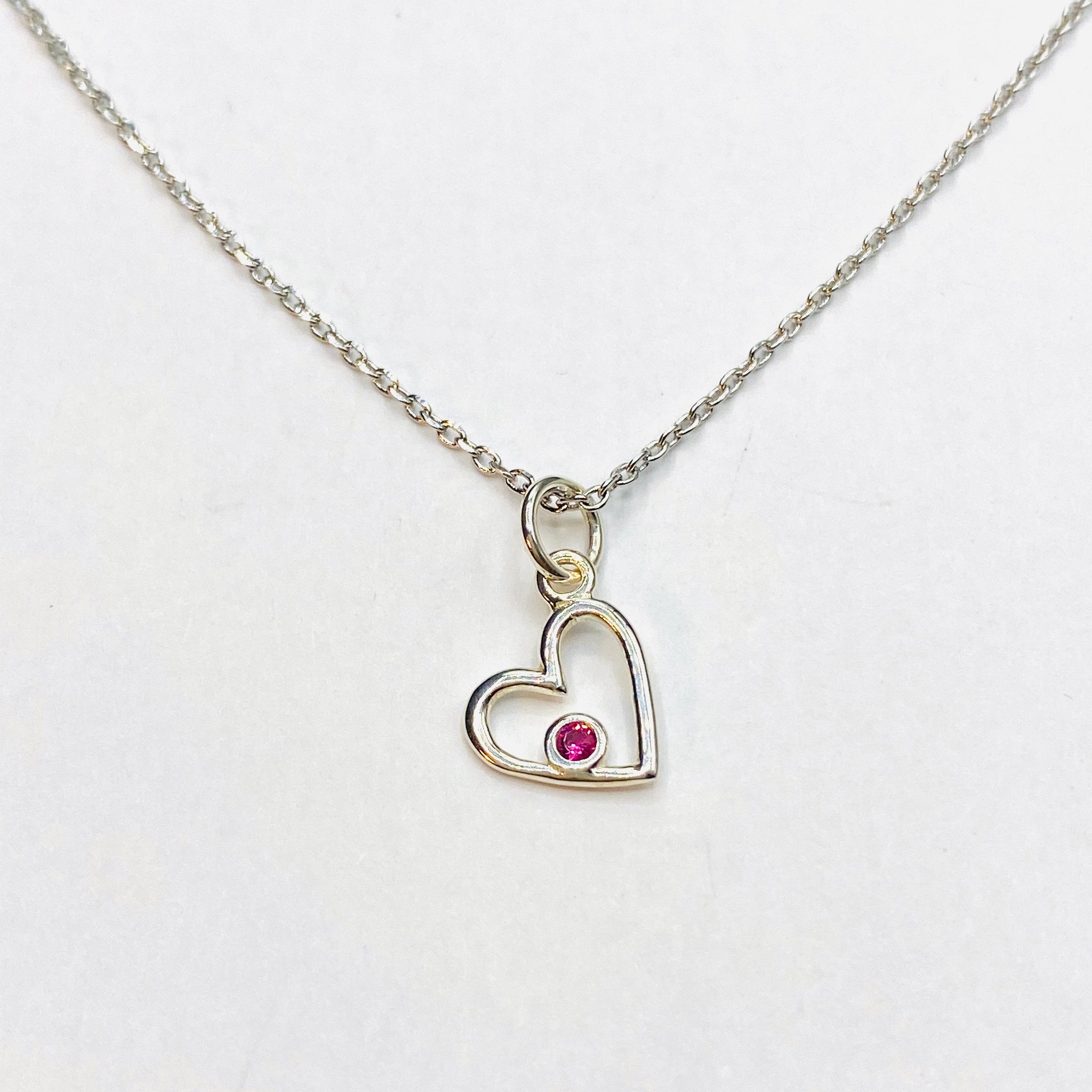 Tiny heart birthstone necklace