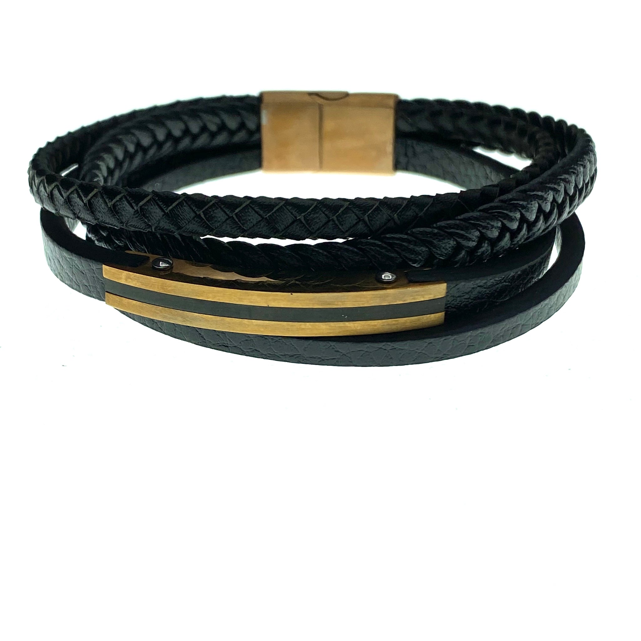Men’s braided copper and  leather bracelet