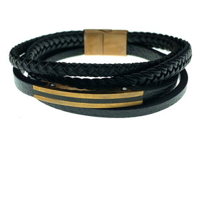 Men’s braided copper and  leather bracelet