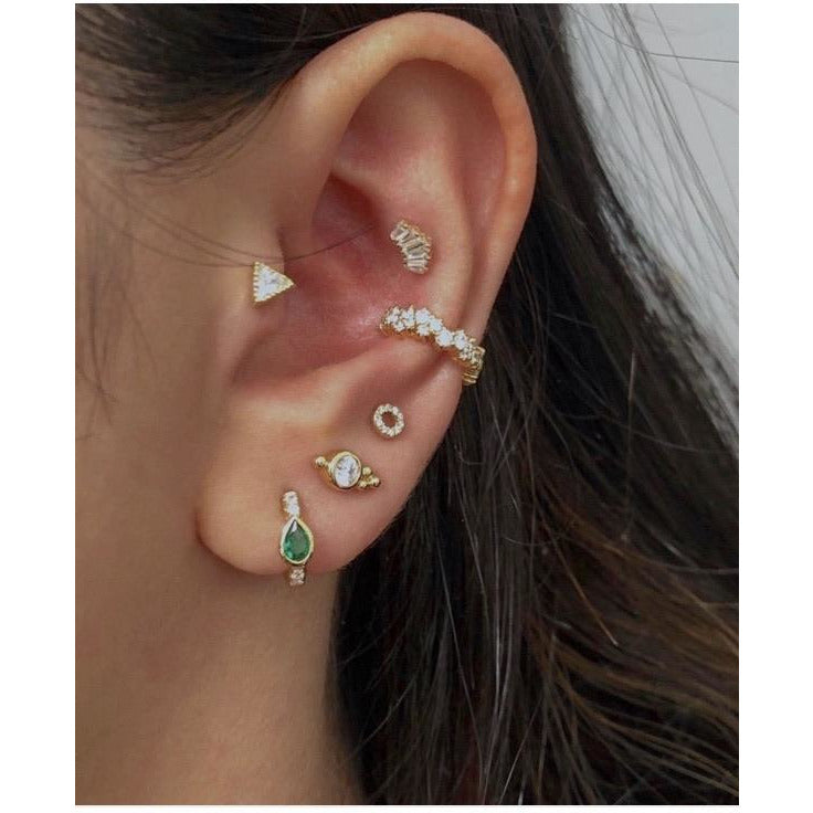 Emerald and CZ hoop earrings