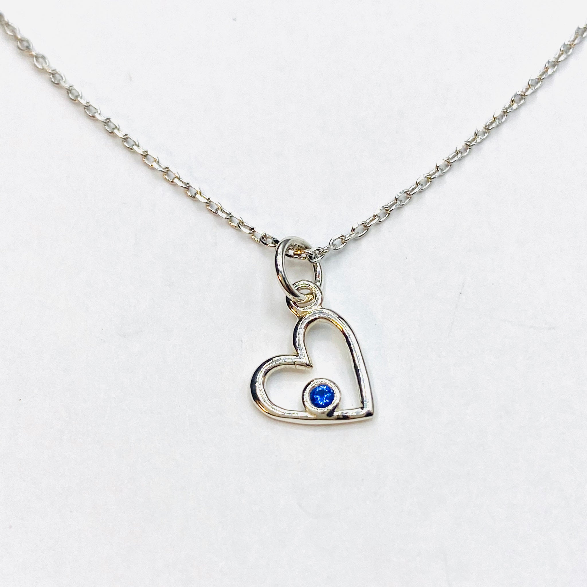 Tiny heart birthstone necklace