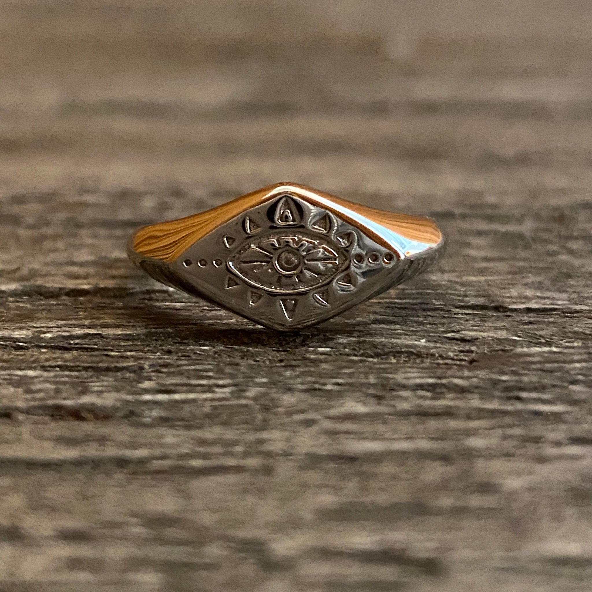 Evil eye  silver signet ring