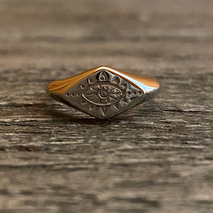 Evil eye  silver signet ring