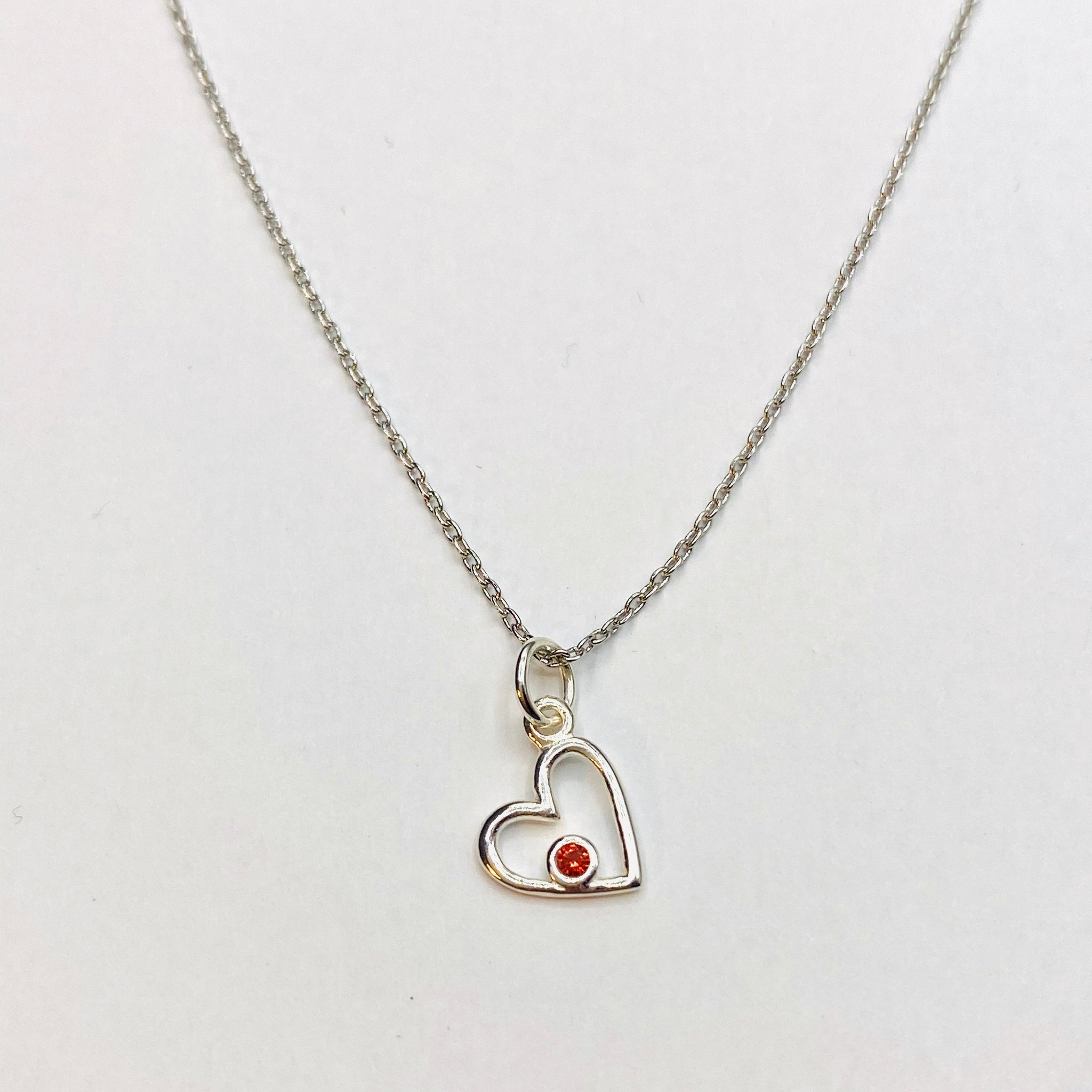 Tiny heart birthstone necklace