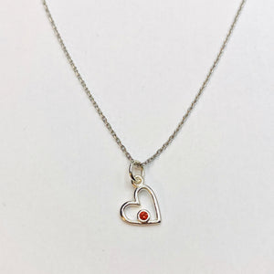 Tiny heart birthstone necklace