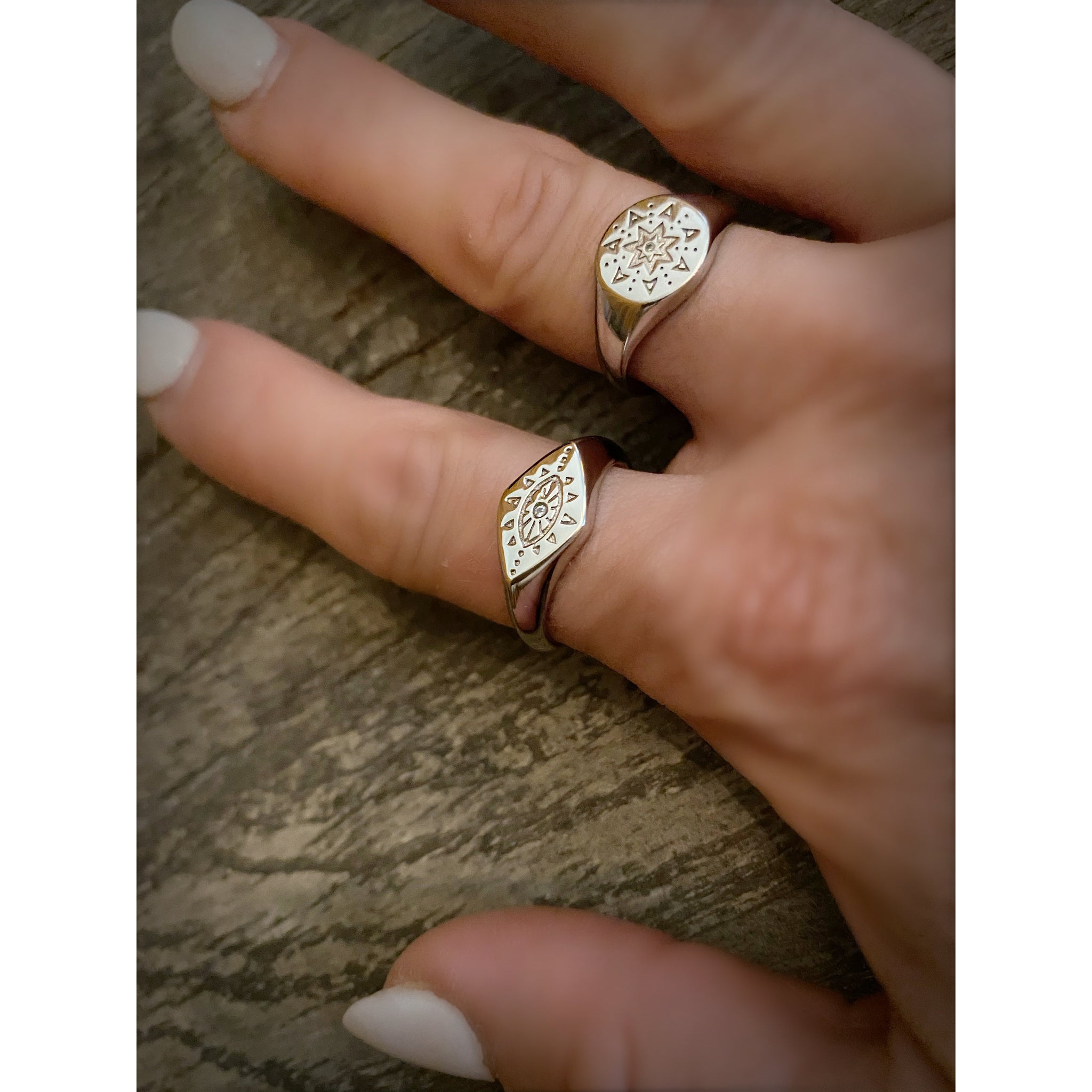 Evil eye  silver signet ring