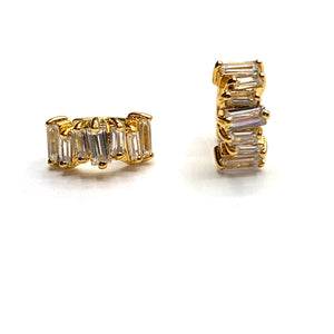Baguette crystal hoop earrings