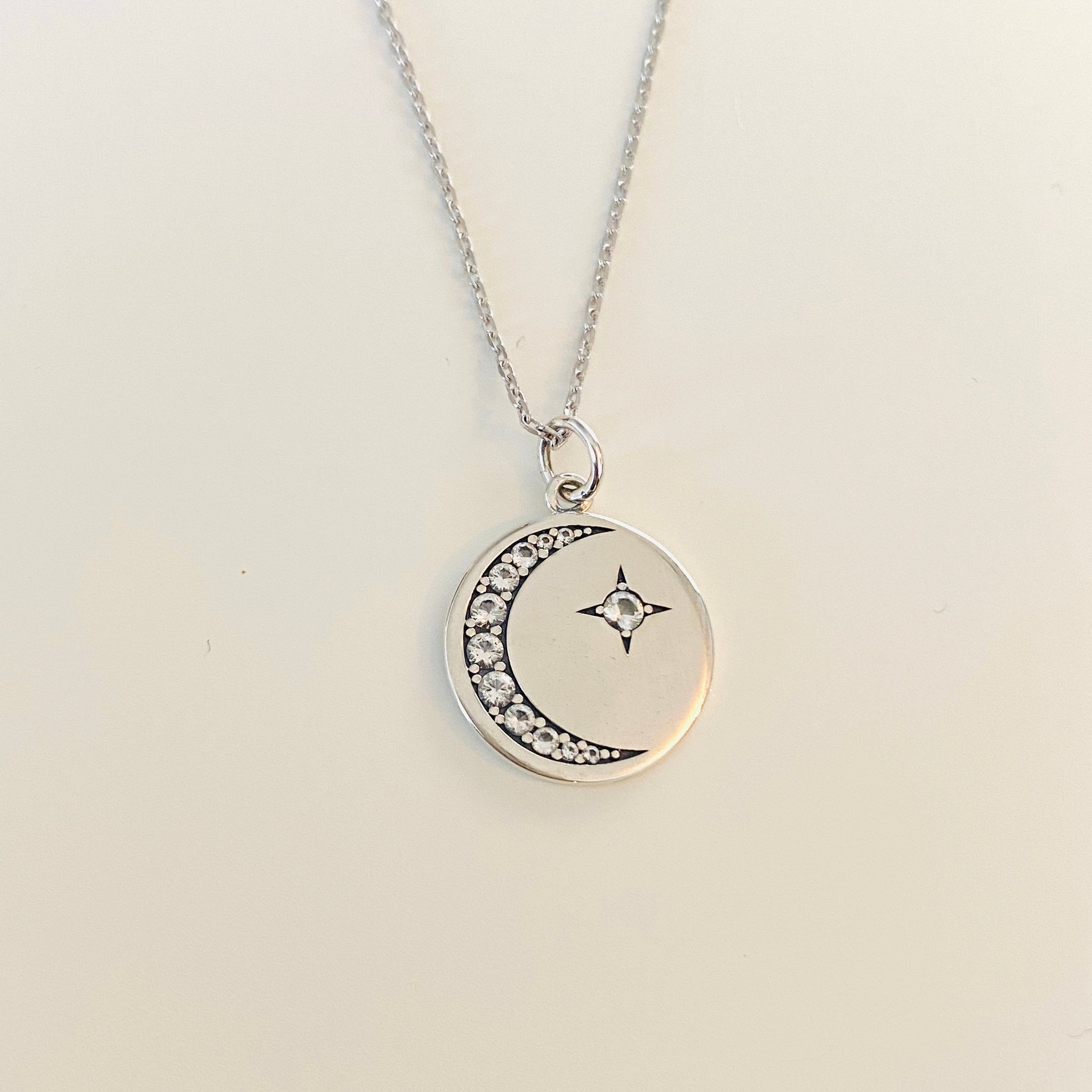 Star and moon silver pendant