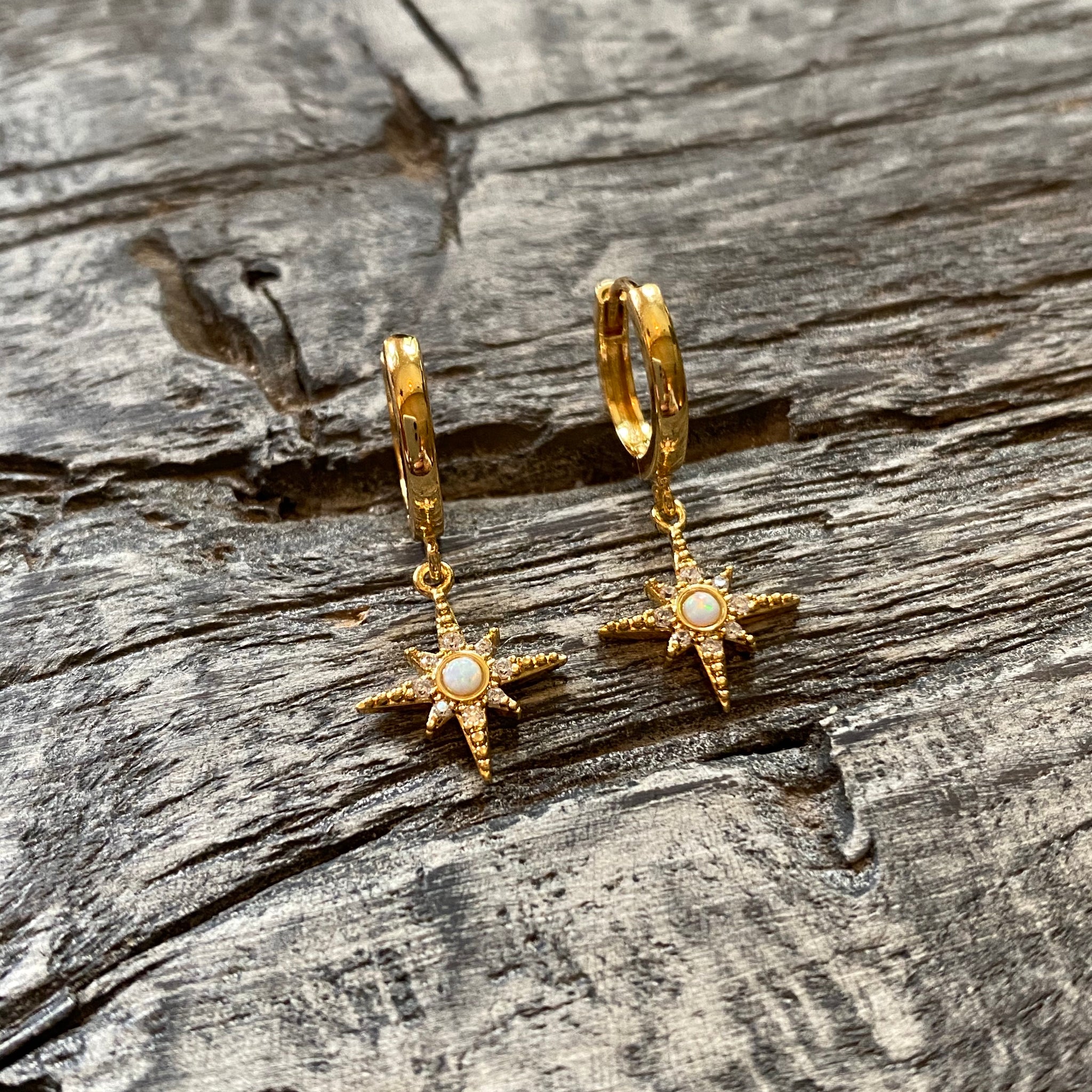 Star burst opal earrings