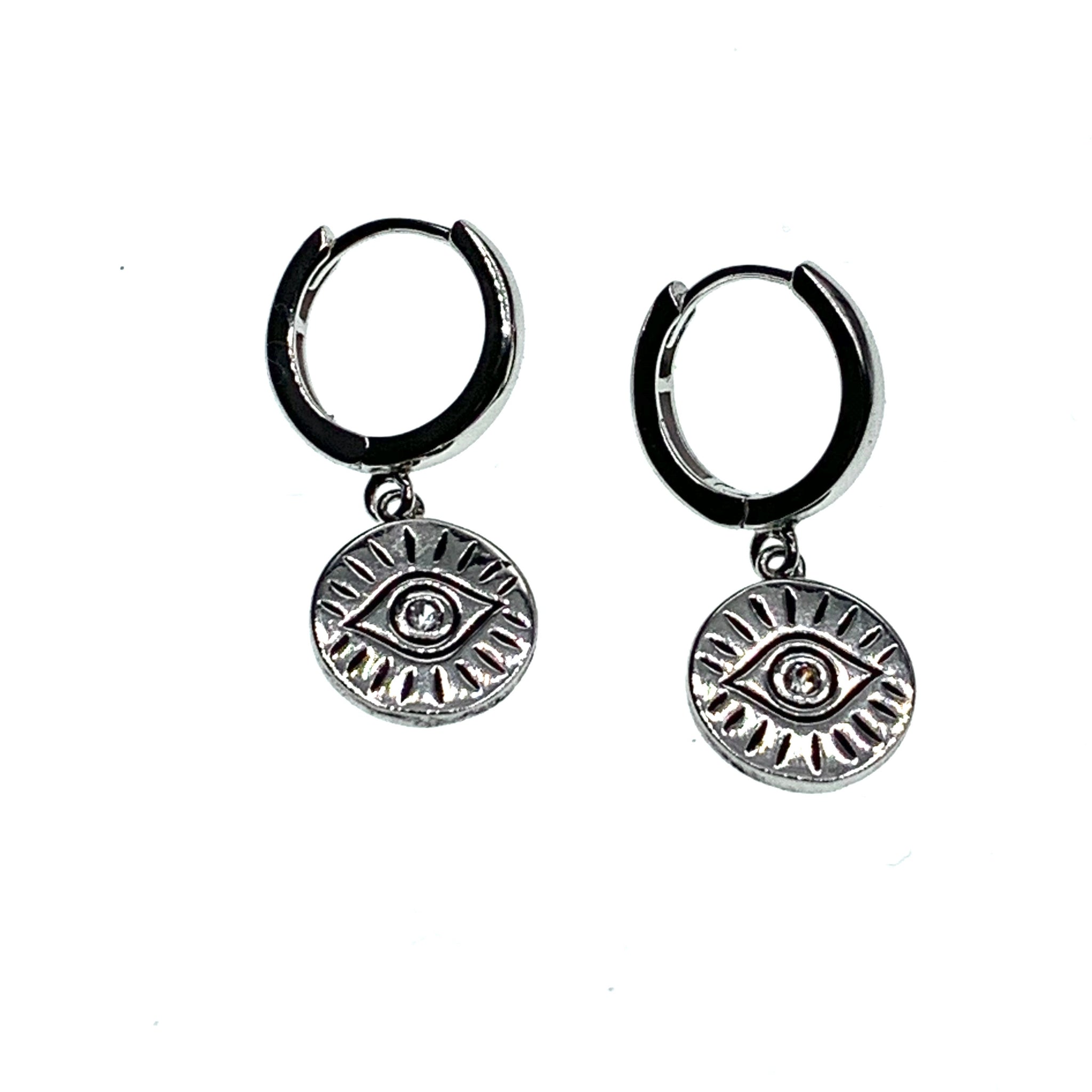 Evil eye hoop earrings