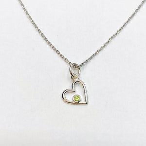 Tiny heart birthstone necklace