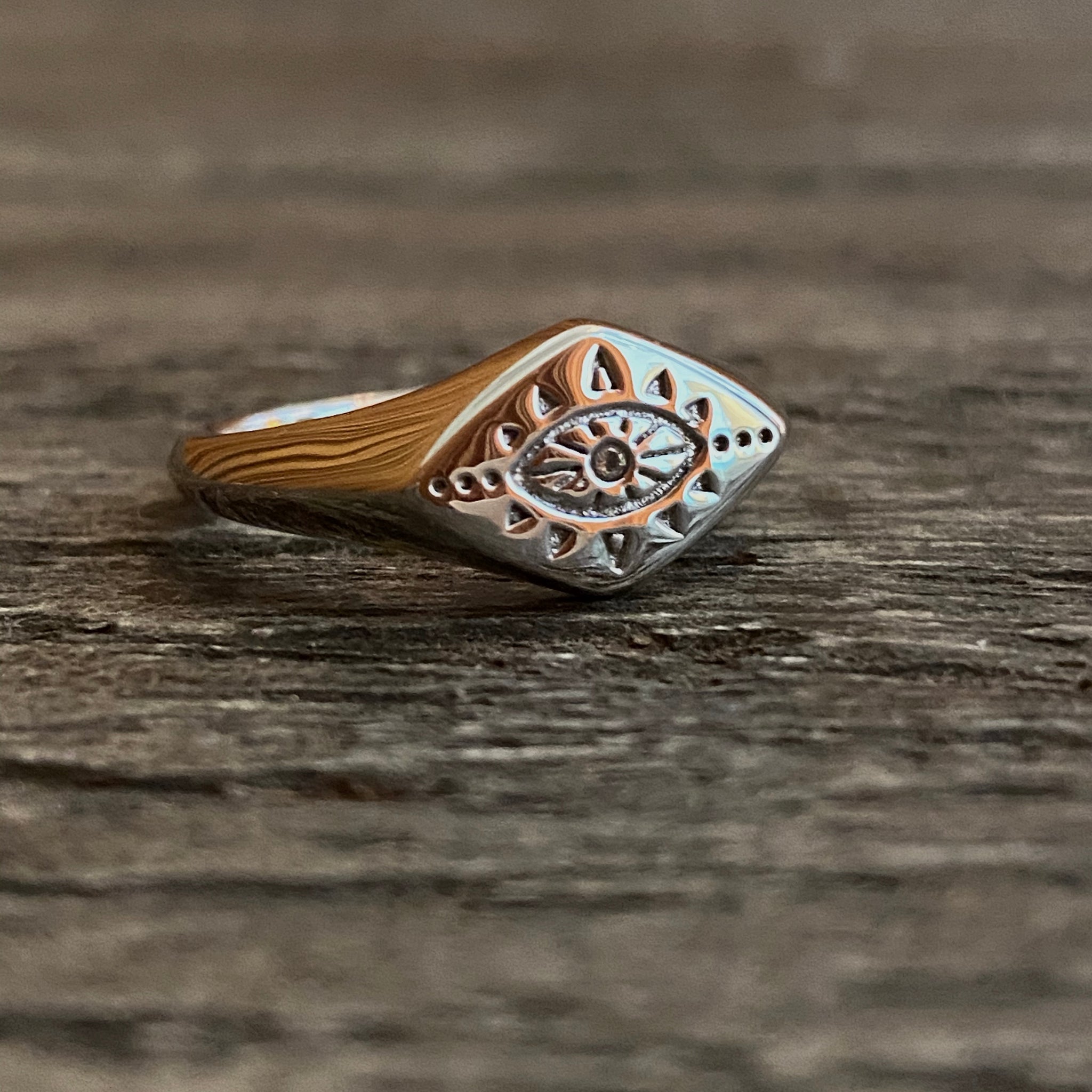 Evil eye  silver signet ring