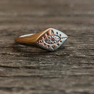 Evil eye  silver signet ring