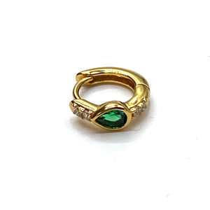 Emerald and CZ hoop earrings