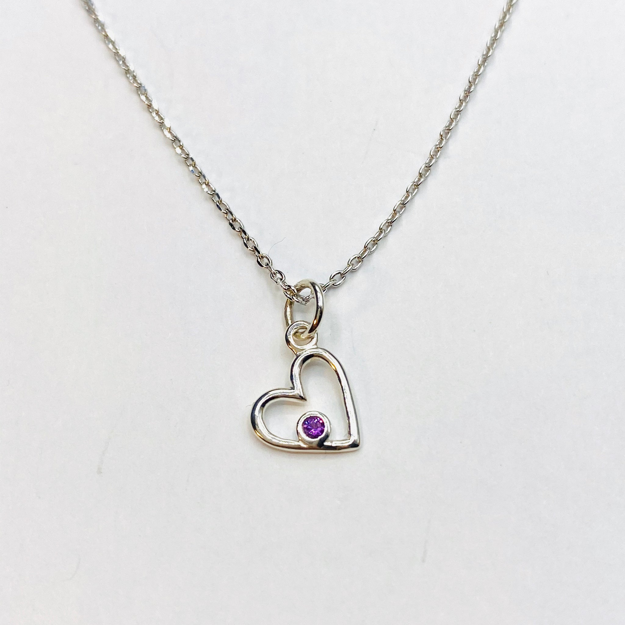 Tiny heart birthstone necklace