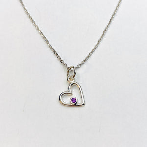 Tiny heart birthstone necklace