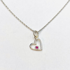 Tiny heart birthstone necklace