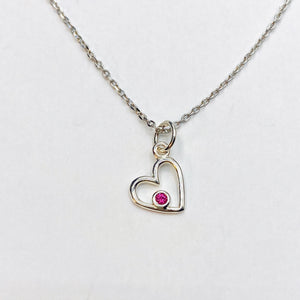 Tiny heart birthstone necklace