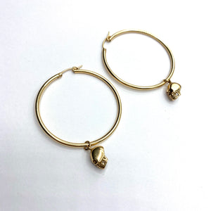 Large skull hoop earrings