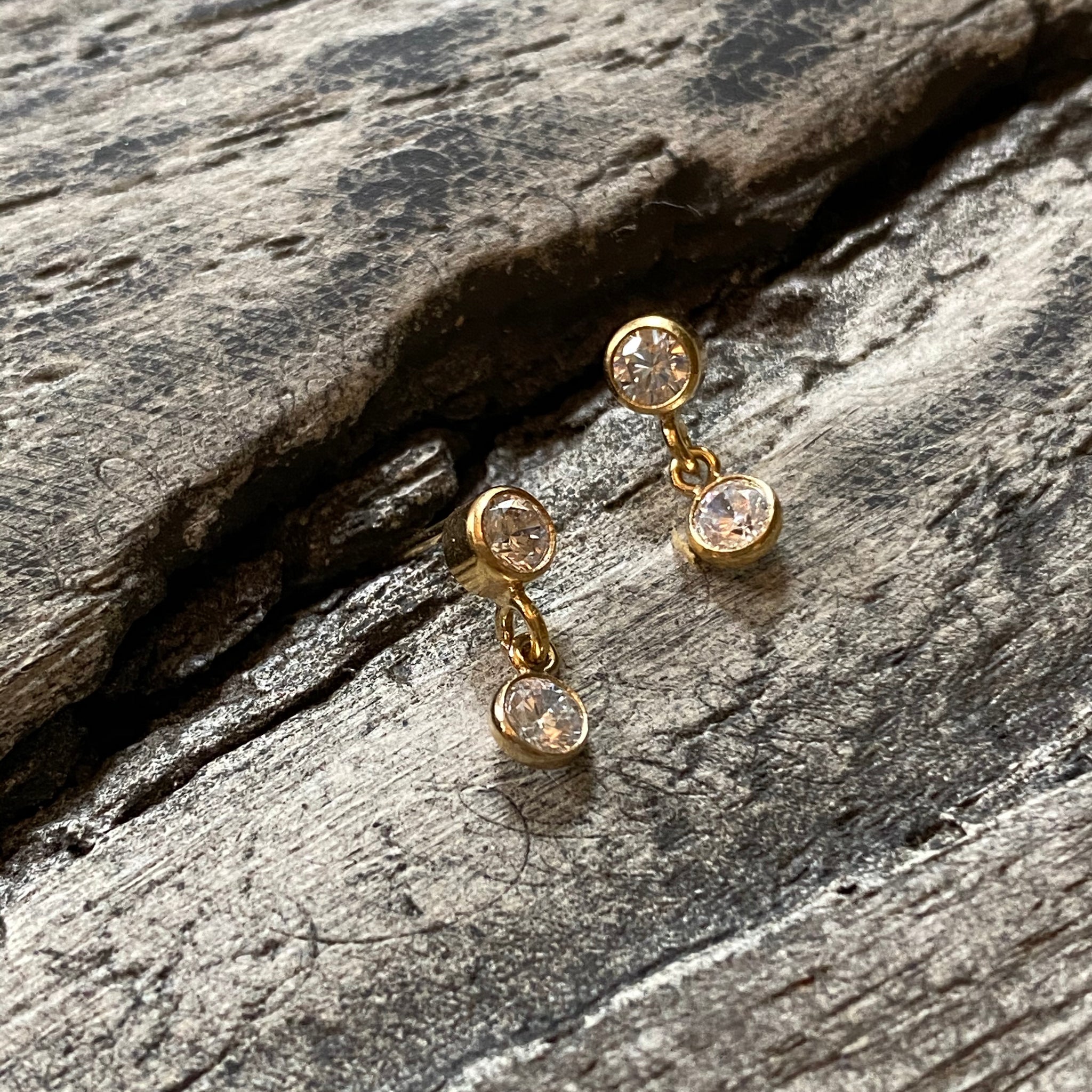 Bezel duo earrings
