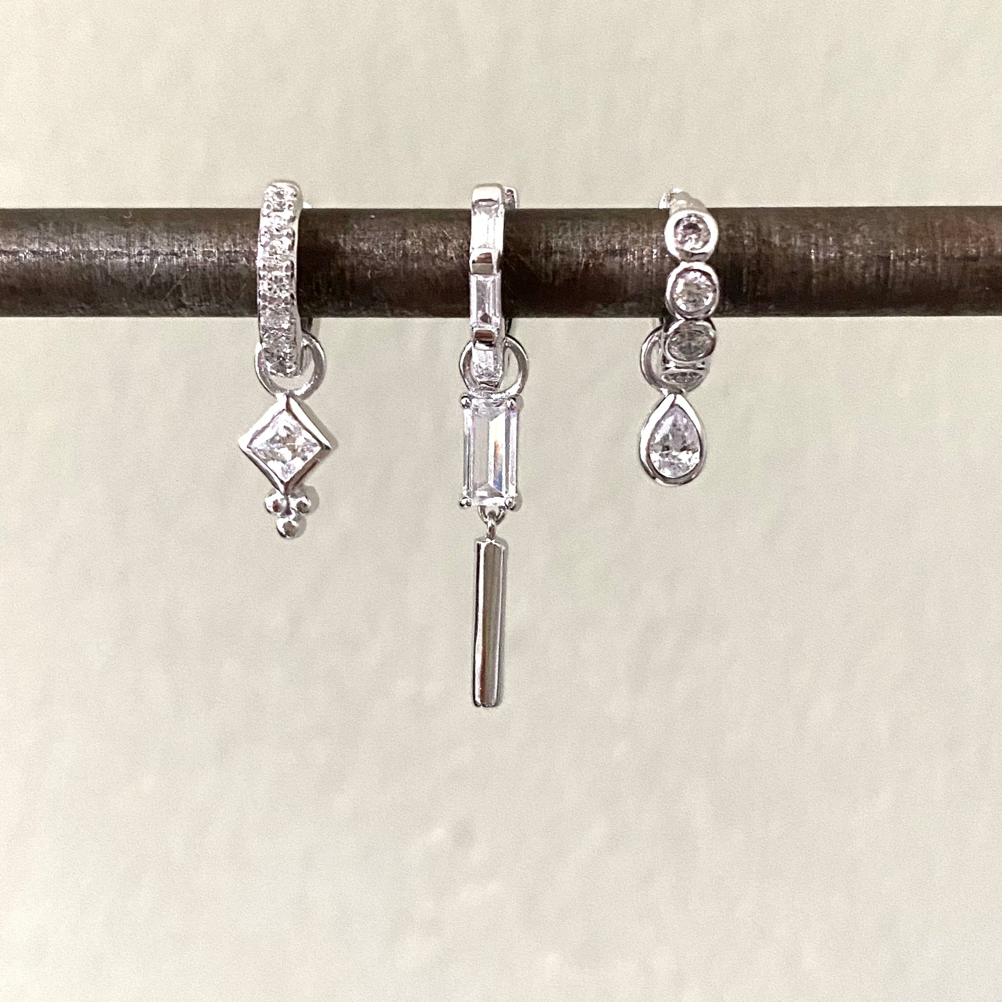 Cz encrusted huggie hoop  earring