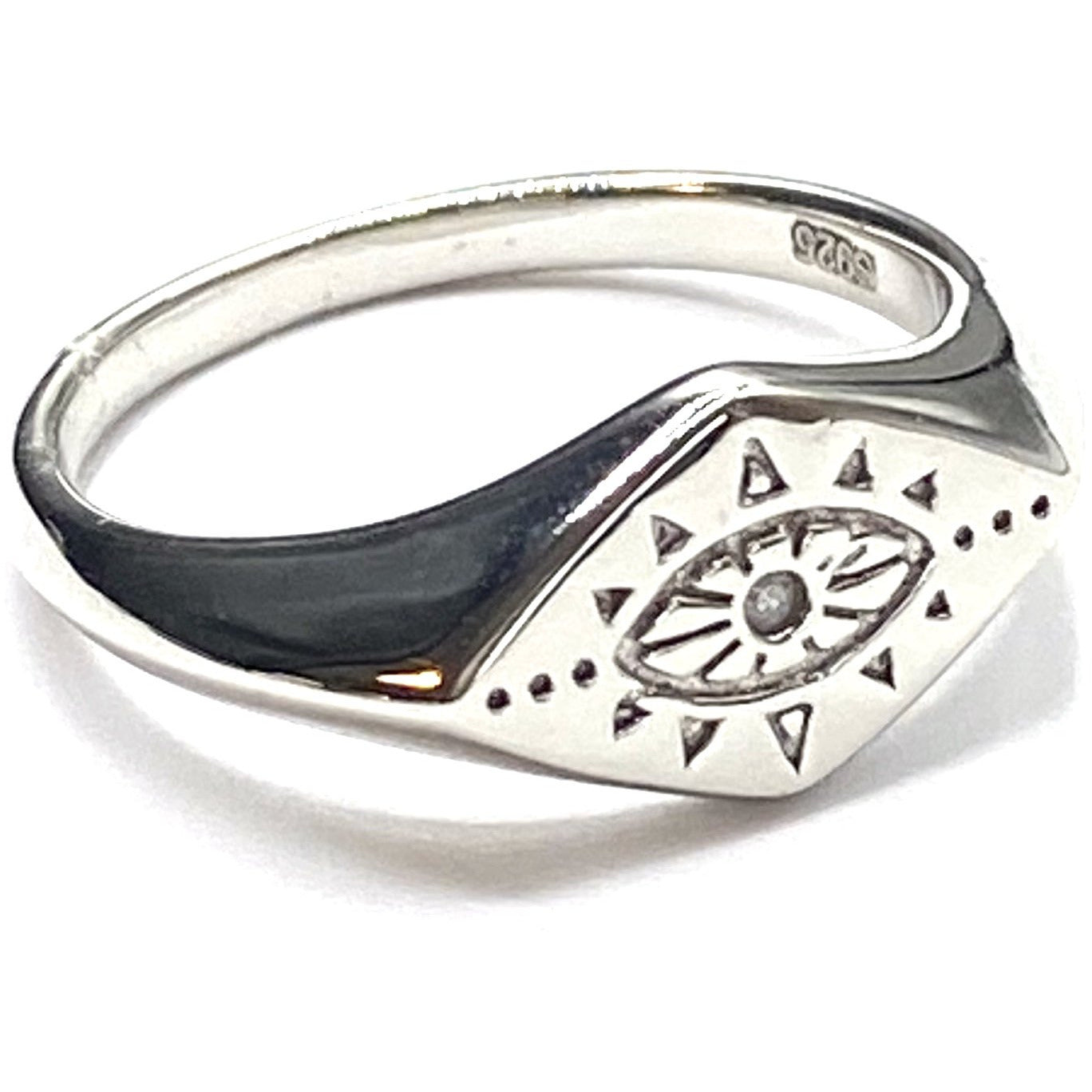 Evil eye  silver signet ring