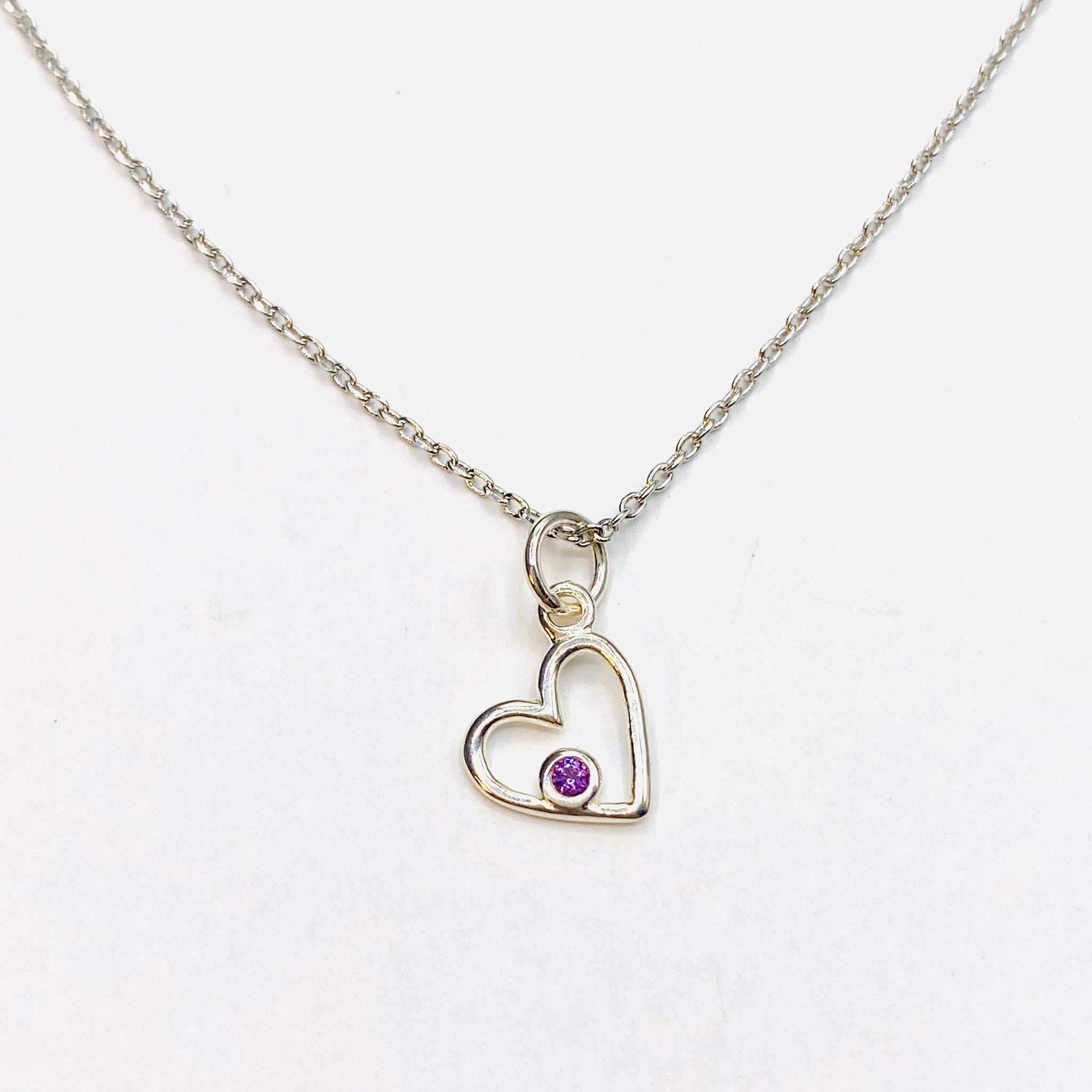 Tiny heart birthstone necklace