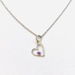 Tiny heart birthstone necklace
