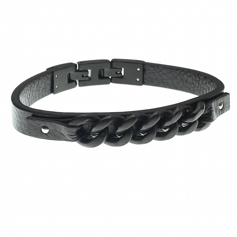 Kensington black leather bracelet