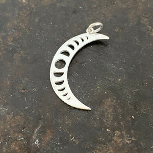 Moon phase silver necklace