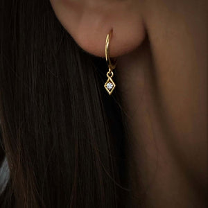 Dangle hoop geometric earrings