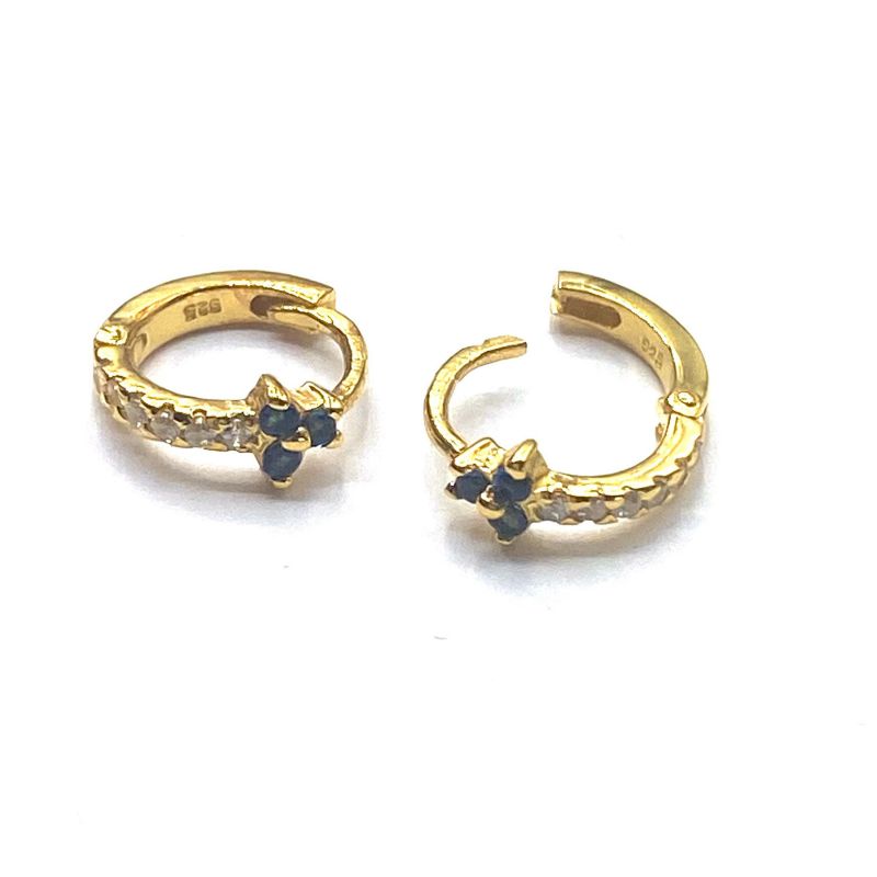 Sapphire and gold hoop earrings