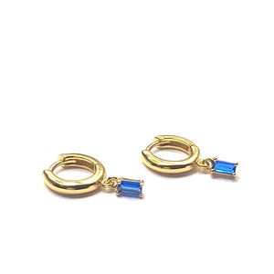 Dangle sapphire baguette hoop earrings