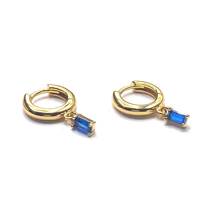 Dangle sapphire baguette hoop earrings