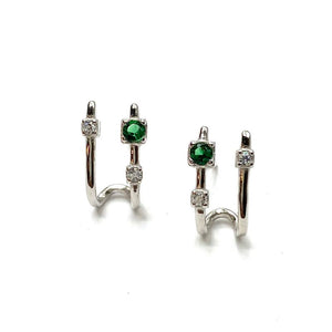 Elegant dainty CZ emerald double earrings