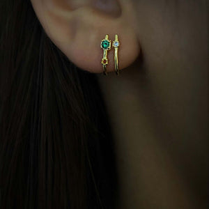 Elegant dainty CZ emerald double earrings