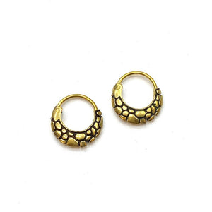 Leopard brass hoop earrings
