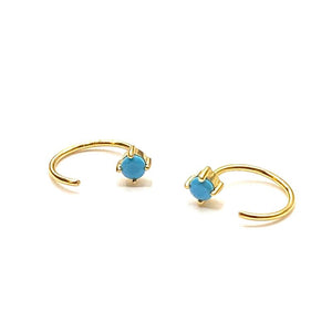 Minimal turquoise hoop earrings