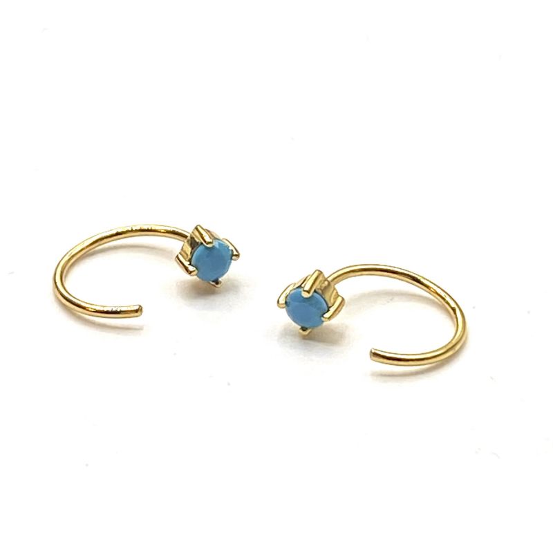 Minimal turquoise hoop earrings
